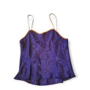 Vintage Victorias Secret Medium Silk Satin Cami Camisole Tank Top Blue Gold PJs